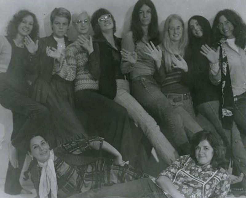 Members of the Los Angeles Council of Women Artists, clockwise from left: Alexis Smith, Ann McCoy, Barbara Haskell, Janice Brown, Avilda Moses, Barbara Munger, Lois Miller, Susan Titelman, Vija Celmins, and Luchita Hurtado, Los Angeles,